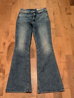 rag & bone Blue High Waist Flare Wide-Leg Jeans